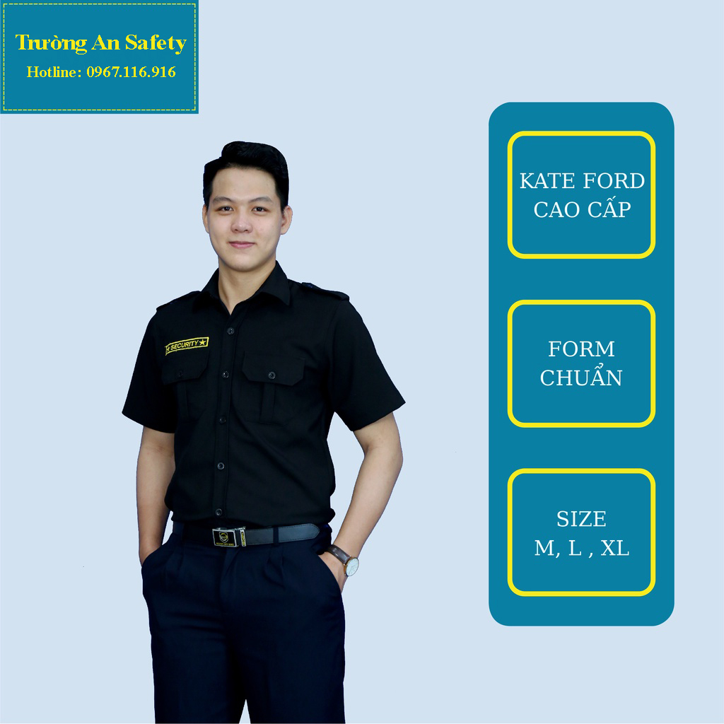 Áo Bảo Vệ Màu Đen – Vải Kate Ford – Tay Ngắn
