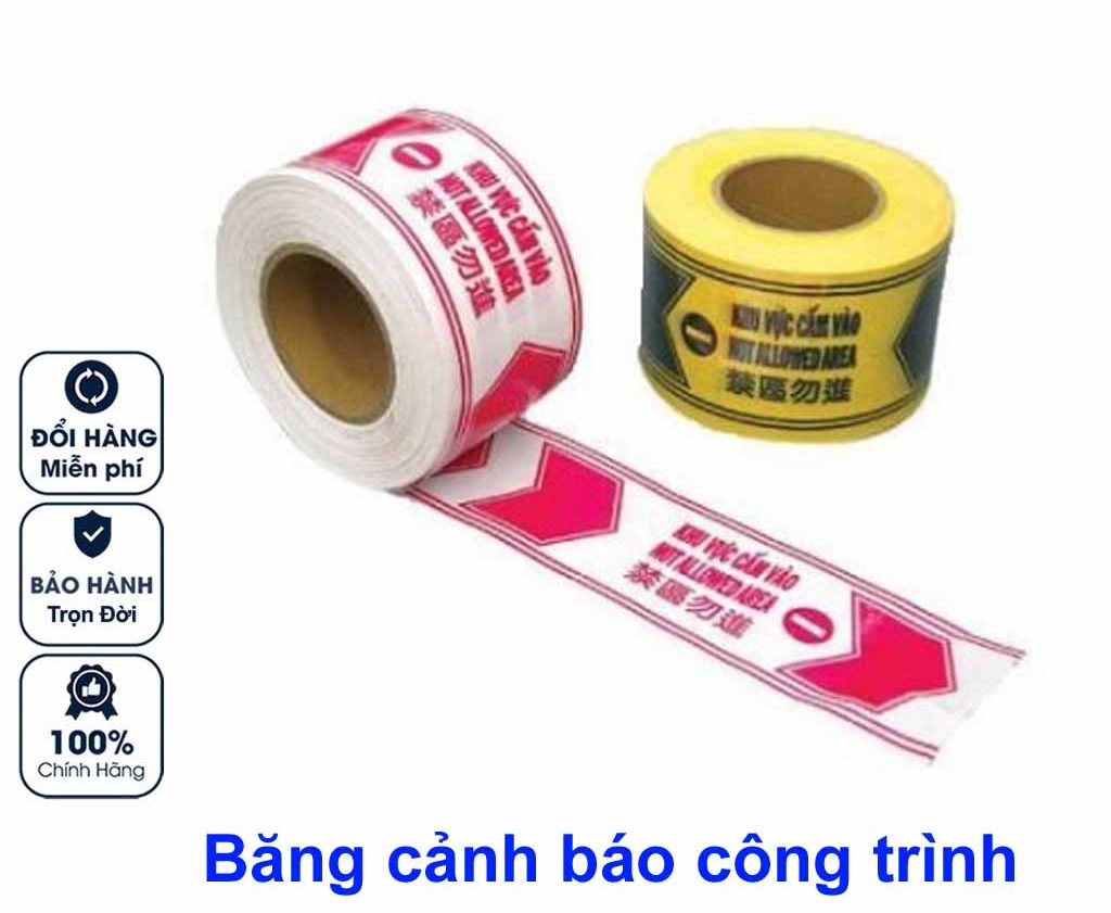 Băng rào cảnh báo công trình – rộng 8cm dài 100 mét